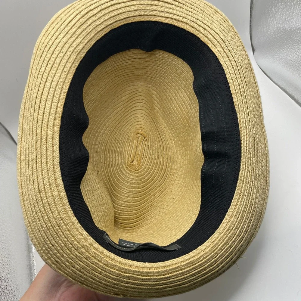 Perry Ellis‎ Portfolio Straw Fedora Hat Mens S/M Black Band Casual